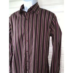 Guess by Georges Marciano Sz MEDIUM Striped L/S Cotton Shirt French Cuffs EUC